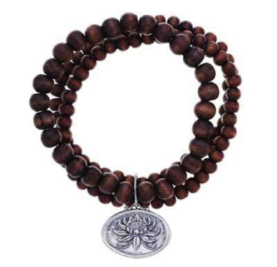 Baroni Recycled Wood Lotus Charm Stretch Bracelet