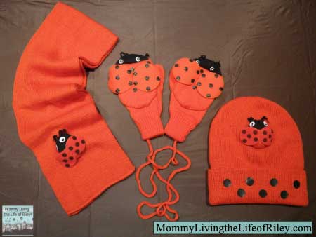 Kidorable Ladybug Mittens, Hat and Scarf