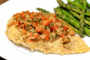 Parmesan-Crusted Bruschetta Chicken