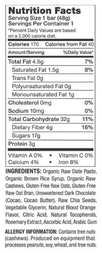 PROBAR fruition Nutritional Information