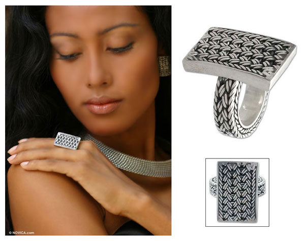 NOVICA Woven Elegance Ring