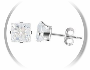 Simulated Diamond Earrings Set in Sterling Silver