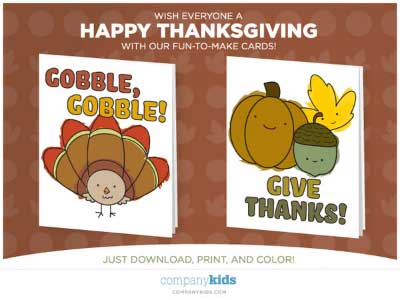 Free Thanksgiving Cards from Company Kids